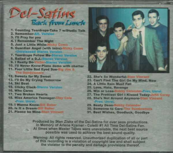 DEL-SATINS  CD - Back From Lunch - Volume #1  BRAND NEW - Image 3