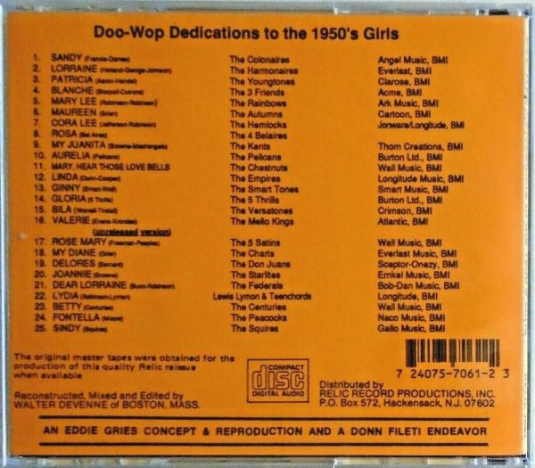 DOO-WOP DEDICATIONS To The GIRLS Of The 1950's - CD - BRAND NEW - Image 3