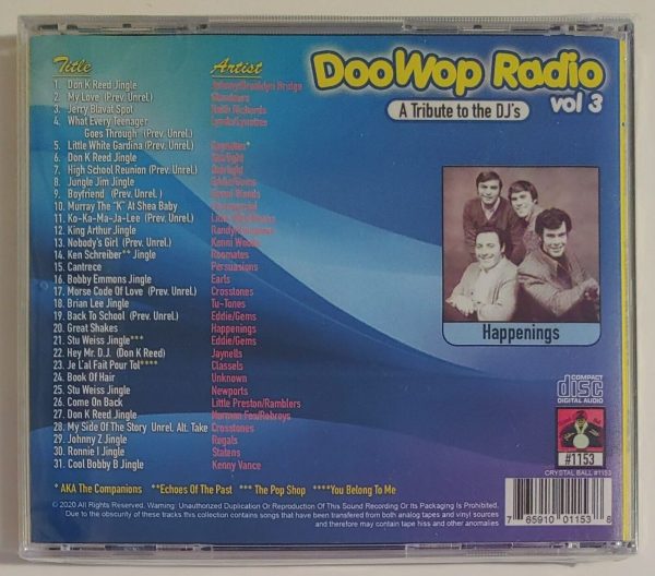 DOO WOP RADIO - TRIBUTE TO THE DJ'S  VOL 3   CD BRAND NEW - Image 3