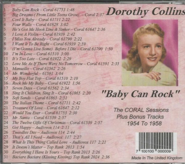 DOROTHY COLLINS - CD - Baby Can Rock - BRAND NEW - Image 3