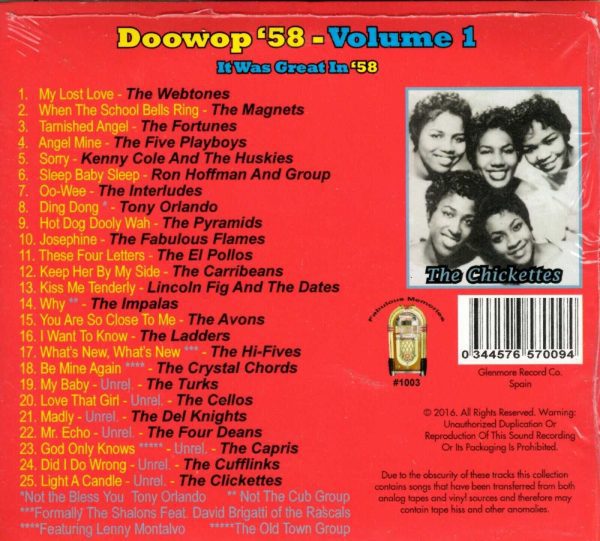 Doo Wop 58' - Vol 1 - CD - Brand New    MLPS PACKAGING - Image 3
