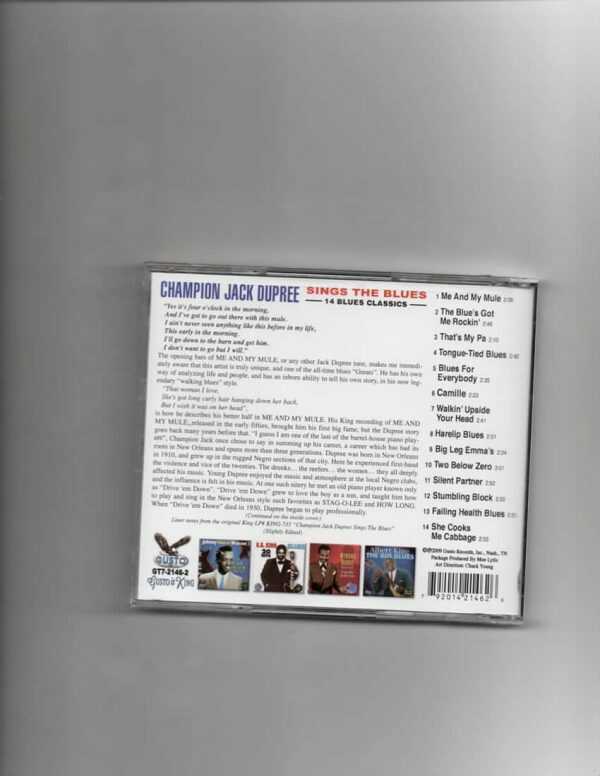JACK CHAMPION DUPREE - SINGS THE BLUES-BRAND NEW CD - Image 3