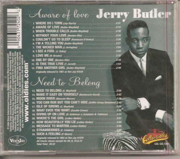 JERRY BUTLER - AWARE OF LOVE/NEED TO BELONG - CD - BRAND NEW - Image 3