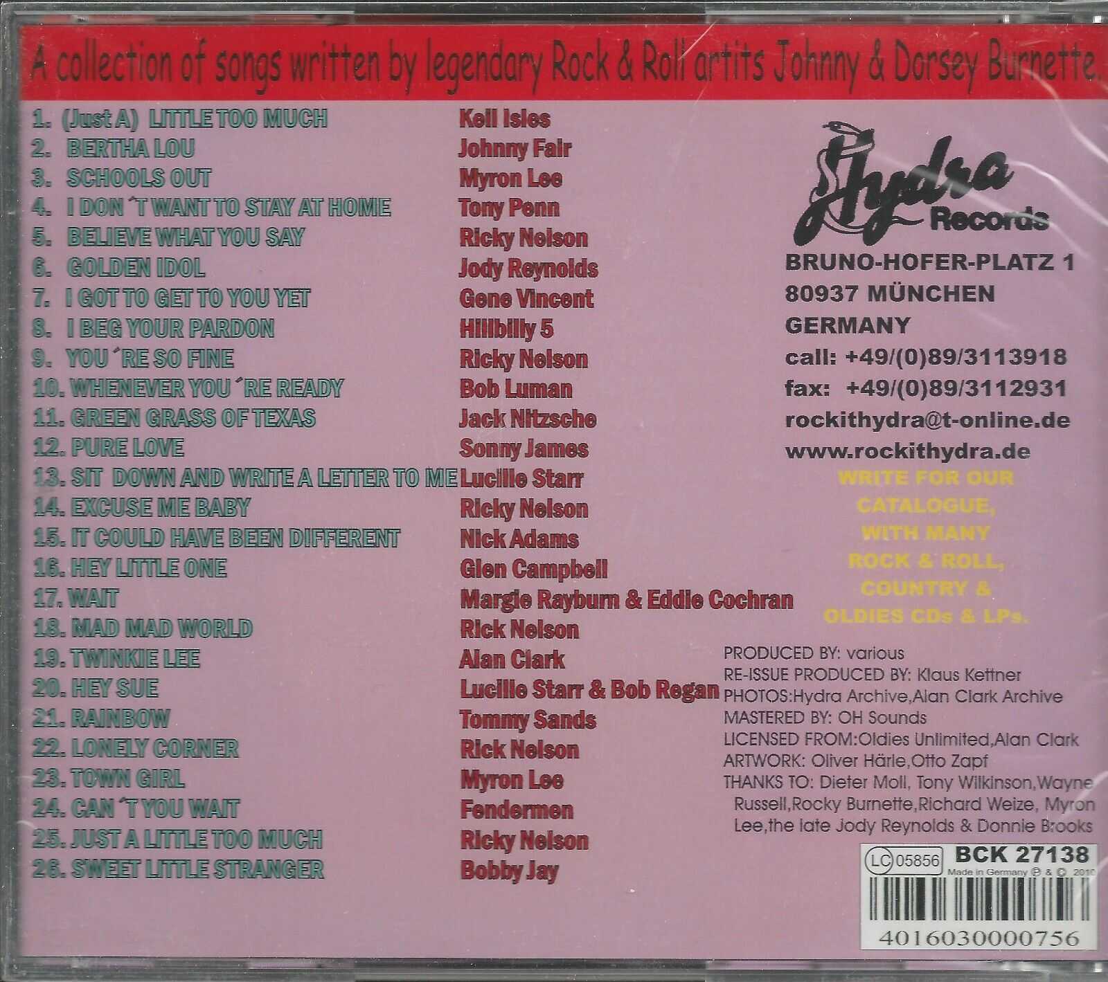 JOHNNY AND DORSEY BURNETTE - Like What We Wrote - Vol. 3 - CD - BRAND NEW - Image 3