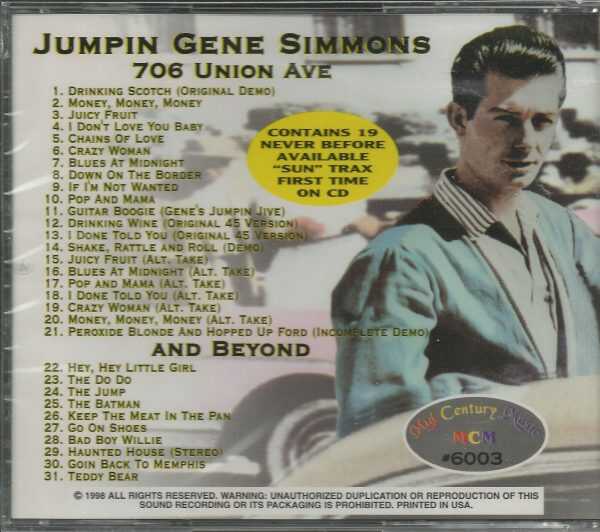 JUMPIN GENE SIMMONS CD - 706 Union and Beyond  Brand New  31 Tracks - Image 3