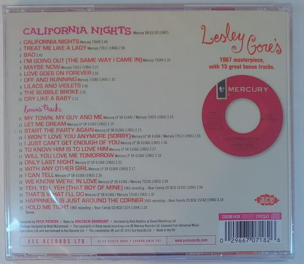 LESLEY GORE - CALIFORNIA NIGHTS   CD BRAND NEW - Image 3