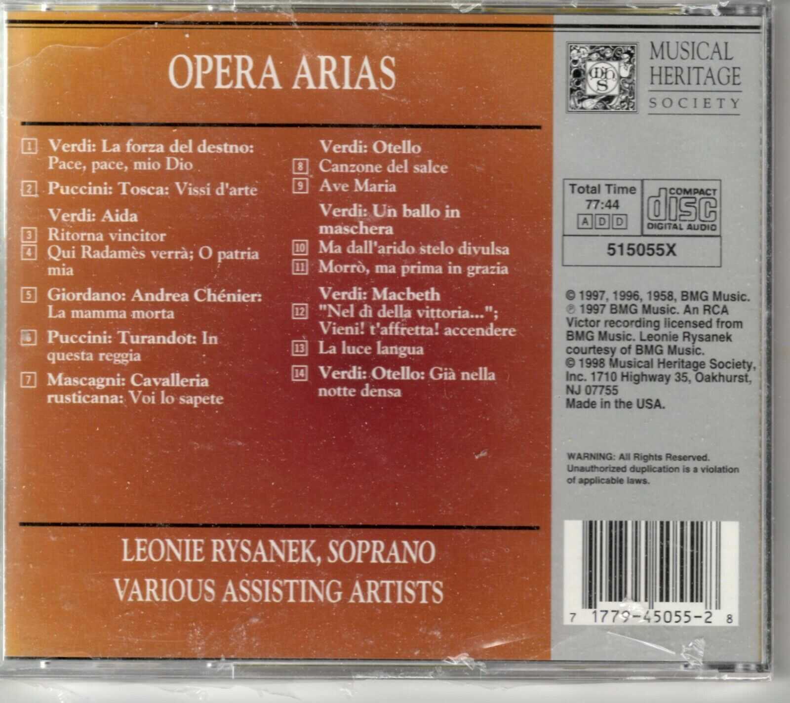 Leonie Rysanek Operatic Arias CD - Image 3