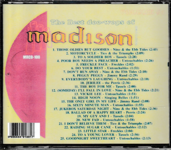 MADISON RECORDS CD BEST DOO WOPS VOL 1 - BRAND NEW - Image 3