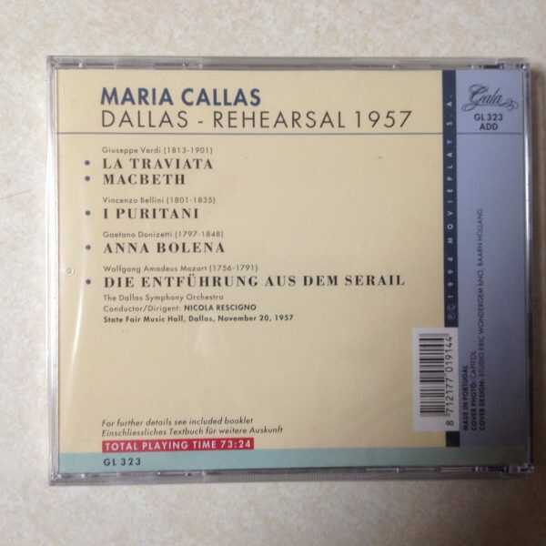 MARIA CALLAS- DALLAS REAHEARSAL 1957 - BRAND NEW  CD - Image 3
