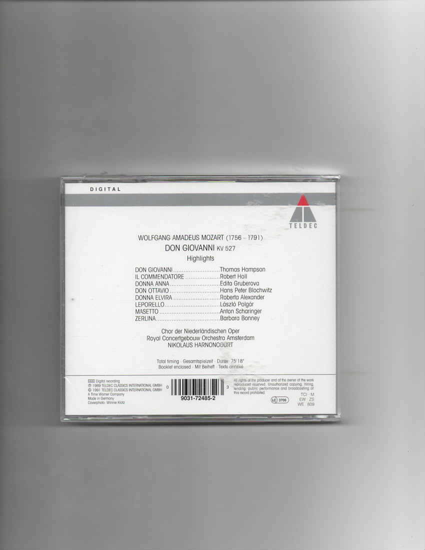 MOZART: DON GIOVANNI  HIGHLIGHTS   HARNONCOURT-BRAND NEW CD - Image 3