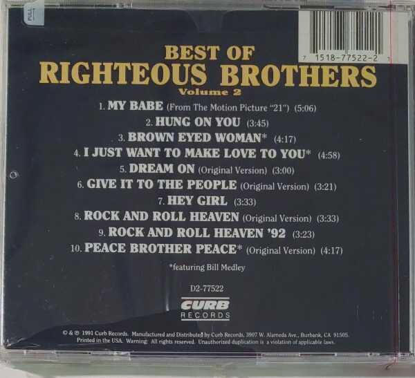 RIGHTEOUS BROTHERS - BEST OF  VOL 2   CD     BRAND NEW - Image 3