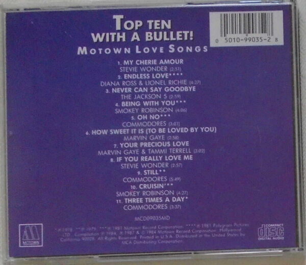 TOP TEN WITH A BULLET-Motown Love Songs-Various Artists - VERY GOOD - CD - Image 3