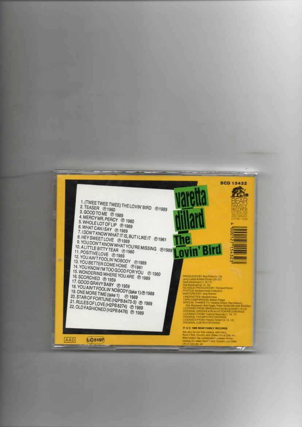 VARETTA DILLARD  - LOVIN' BIRD COMP RECORDINGS 1956-1961 VOL 2-BRAND NEW CD - Image 3