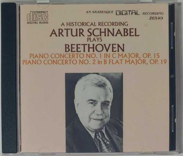BEETHOVEN  -  PIANO CONCERTOS NOS. 1  AND 2  (SCHNABEL)   CD     LIKE NEW