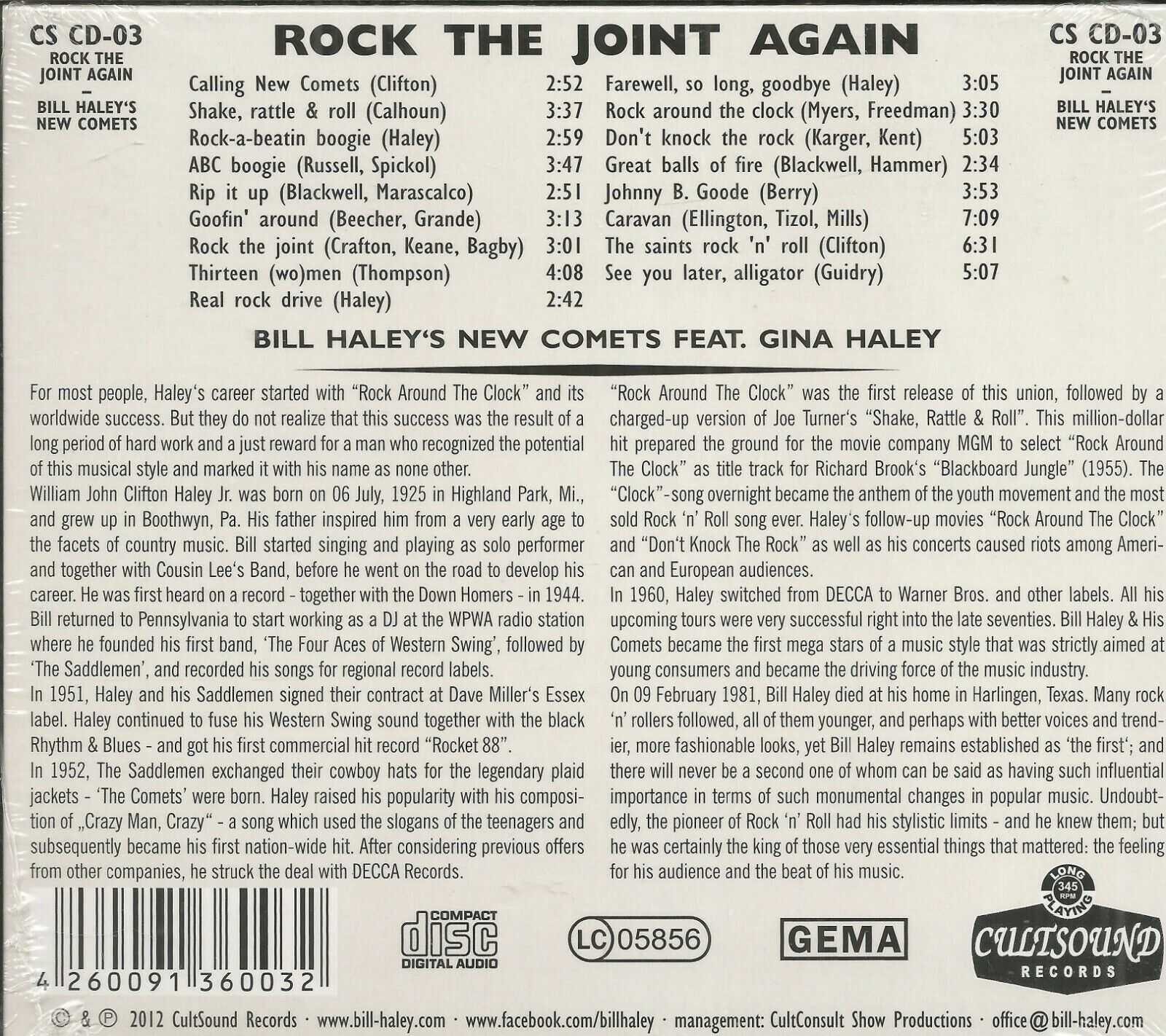 BILL HALEY'S NEW COMETS CD - ROCK THE JOINT AGAIN Brand New Cultsound Label - Image 3