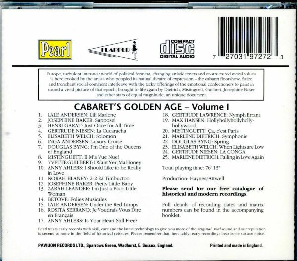 CABARET'S GOLDEN AGE - VOL 1 - CD - BRAND NEW - Image 3