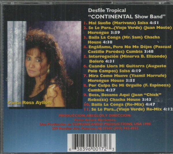 CONTINENTAL SHOW BAND - CD -  Desfile Tropical - Canta Rosa  Ayllon - BRAND NEW - Image 3