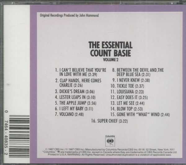 COUNT BASIE - CD - The Essential Volume 2 - LIKE NEW - Image 3