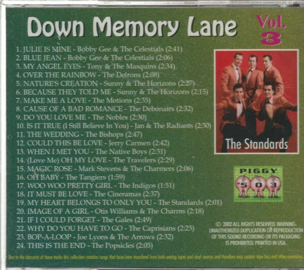 DOWN MEMORY LANE- CD - Vol. 3 - BRAND NEW - Image 3