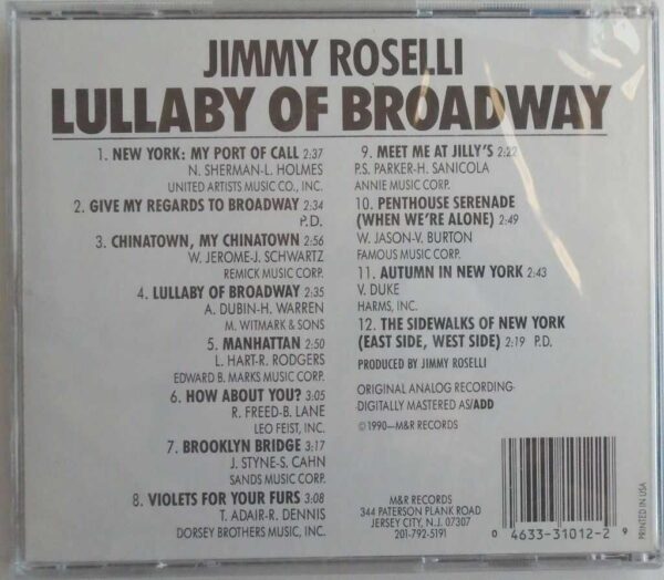 JIMMY ROSELLI - CD - Lullaby Of Broadway - BRAND NEW - Image 3