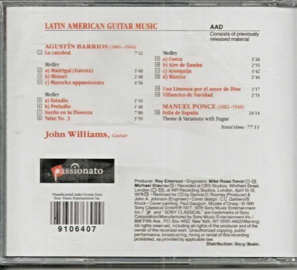 JOHN WILLIAMS CD - Latin American Guitar Music   Brand New - Image 3