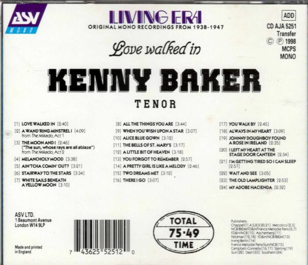 Kenny Baker - Love Walked In - CD - Image 3