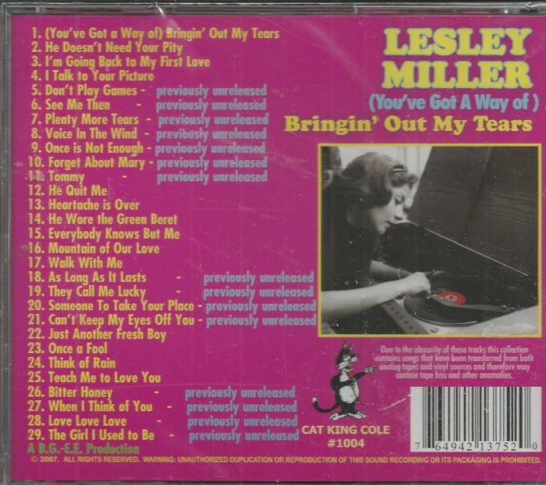 LESLEY MILLER - CD - Bringin' Out My Tears - BRAND NEW - Image 3