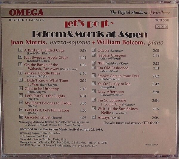 LET'S DO IT - Bolcom & Morris At Aspen - CD - BRAND NEW - Image 3