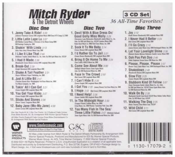 MITCH RYDER &THE DETROIT WHEELS - All-Time Favorites - 3 CD SET - BRAND NEW - Image 3
