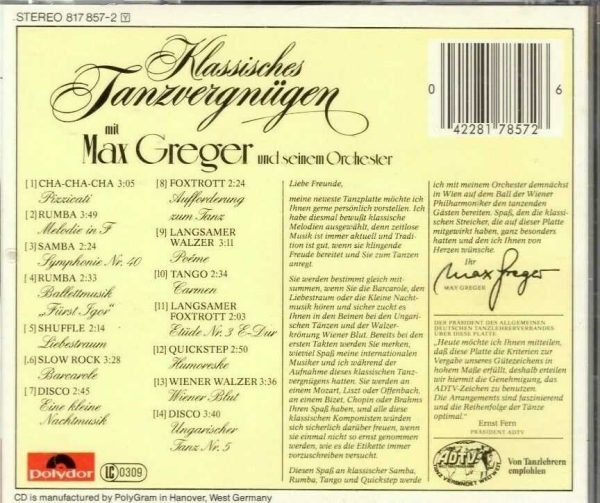 Max Greger - Klassiches Tanzvergnugen - CD - Image 3
