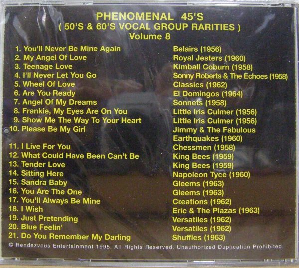 PHENOMENAL 45'S: 50'S & 60'S VOCAL GROUPS VOL  8 - CD  - BRAND NEW - Image 3