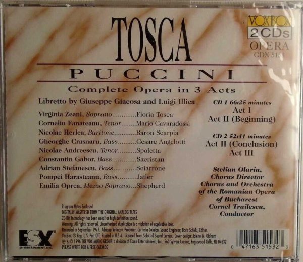 PUCCINI - 2 CDs - TOSCA - Complete Opera In 3 Acts - BRAND NEW - Image 3
