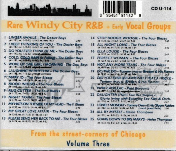 RARE WINDY CITY R&B VOCAL GROUPS - VOL 3 CD BRAND NEW - Image 3
