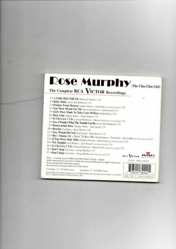 ROSE MURPHY - CHEE-CHEE GIRL COMLETE RCA VICTOR RECORDINGS-CD - Image 3