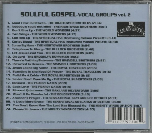 SOULFUL GOSPEL VOCAL GROUPS CD - Volume 2   Brand New    Famous Groove Label - Image 3