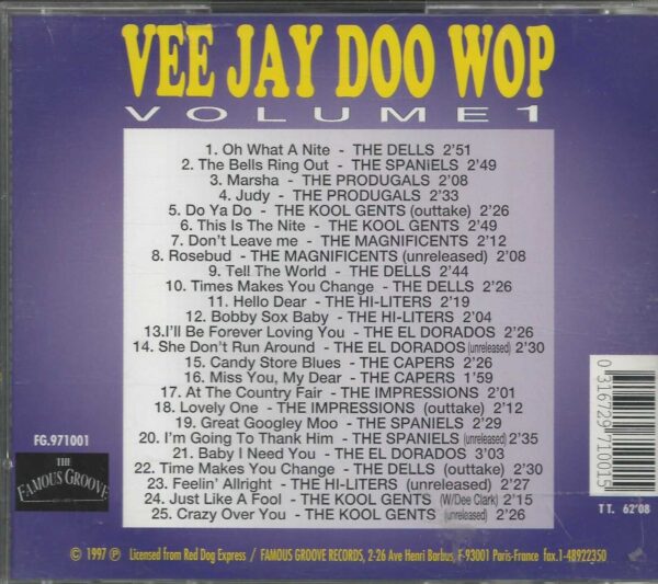VEE JAY DOO WOP - CD - Volume 1 - Oh What A Nite - BRAND NEW - Image 3
