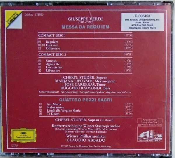 VERDI - CD - Requiem With Claudio Abbado - (2 Discs) - LIKE NEW - Image 3