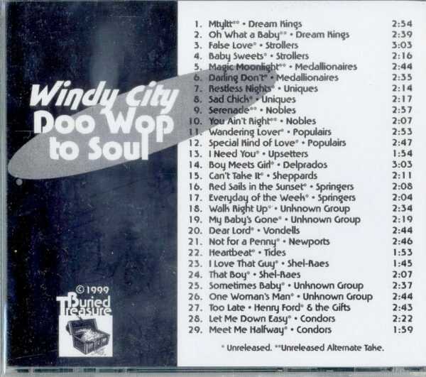 WINDY CITY DOO WOP TO SOUL - VOL 1 - CD  - BRAND NEW - Image 3